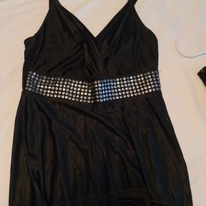 Bebe Black Satin Top with metal detail